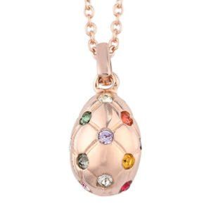KARIS Multi Color Crystal Pendant Necklace (20 In) in ION Plated 18K RG